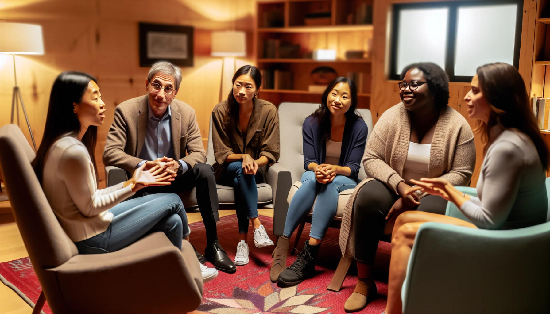 A supportive community gathering, emphasizing the importance of addressing mental health in financial hardship and breaking stigmas surrounding mental health